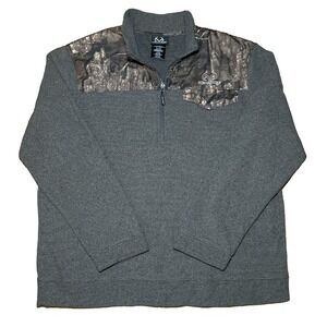 Realtree Men's Fleece Camo Pullover Gray 1/4 Zip Hunting Shirt‎ - XL